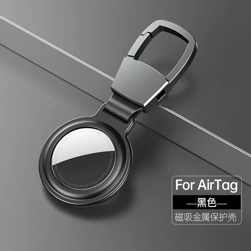 Luxury Metal Magnetic Adsorption Cover For Apple Airtag Locator Protective Sleeve Case For Air Tags Keychain Protector Bumper