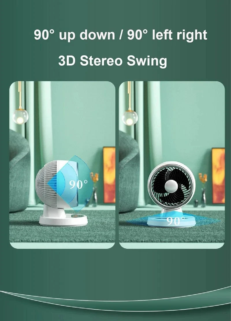 USB Smart Air Circulation Fan Electric Fan Floor Fan Silent Desktop Turbine Dormitory 3 Gear Cooling Timed Electric Fan Summer