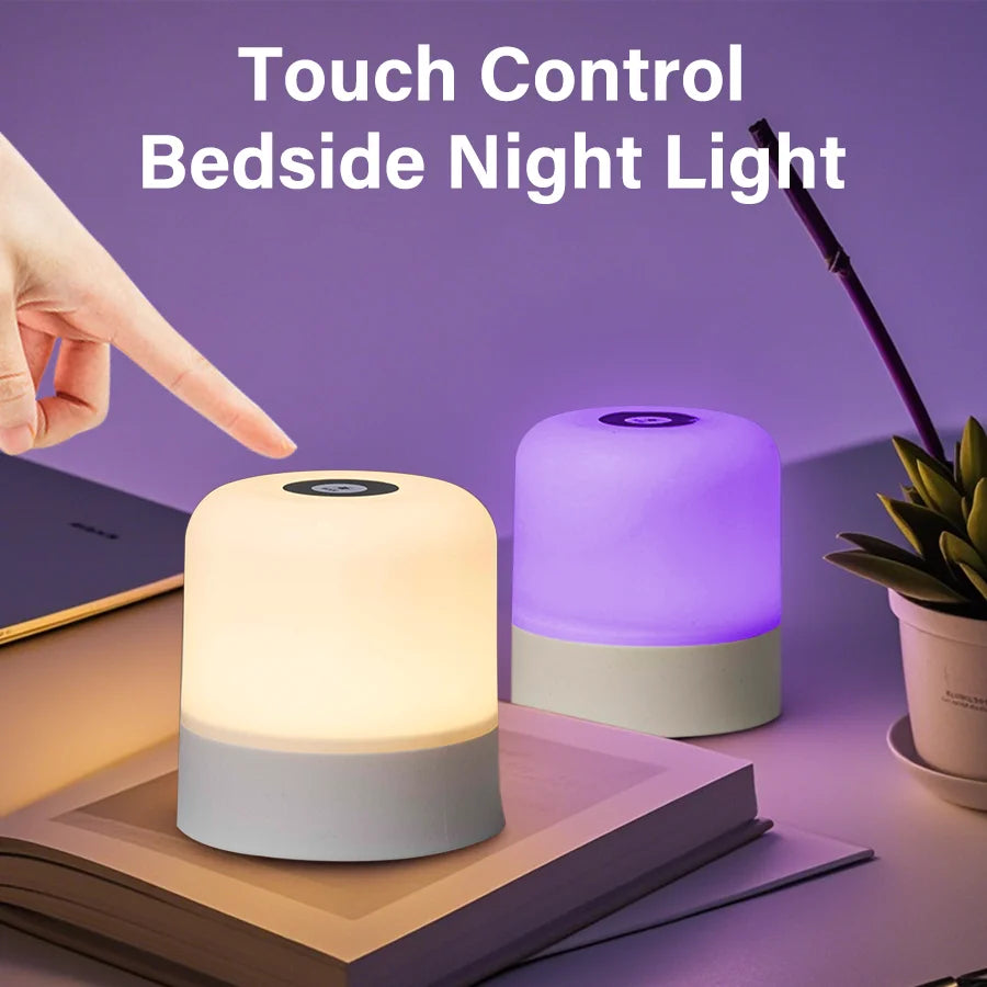 Table Lamp Bedside Lamp For Bedroom 16 Color Changing Touch Night Light RGB Remote Dimmable Rechargeable Portable Room Light