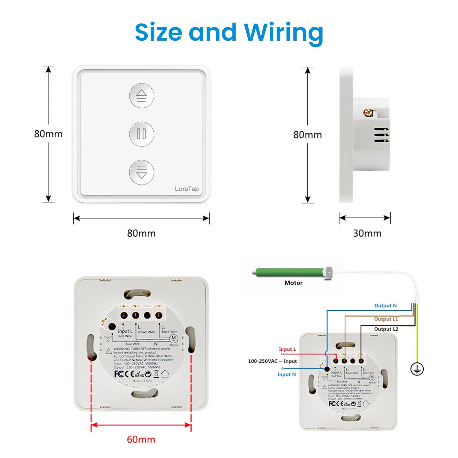LoraTap Tuya Smart Life Roller Shutter Curtain Pushbutton Switch Remote Control via Google Assistant Alexa