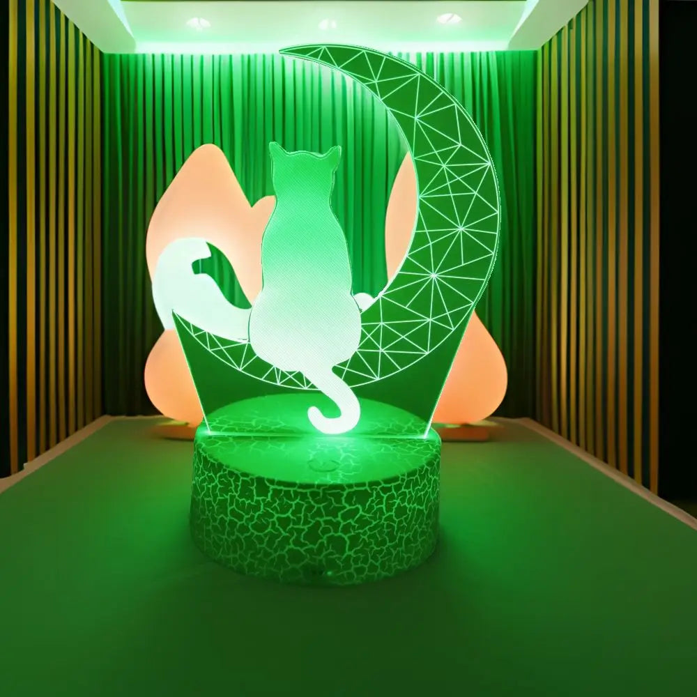 Cute Cat 3D Lamp LED Night Light Table Lamps Nightlight for Children's Lights Smart Touch Home Bedroom Desk Decor Birthday Gifts