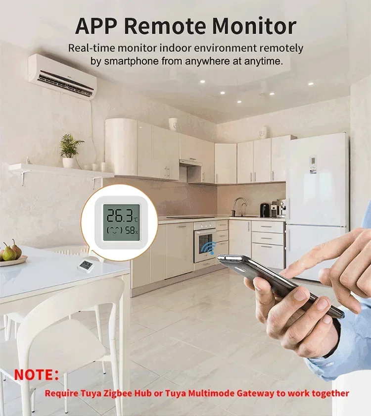 Tuya Zigbee2MQTT Thermometer Hygrometer Sensor Temperature Humidity Sensor Require Hub work with Tuya Smart Alexa Yandex ZHA