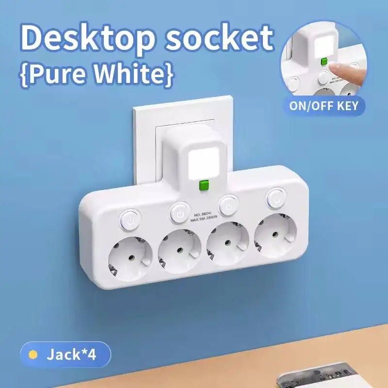 Multiple Sockets AC EU Plug Power Strip No Extension Cable With USB Ports Surge Protector Network Filter Individual Switch