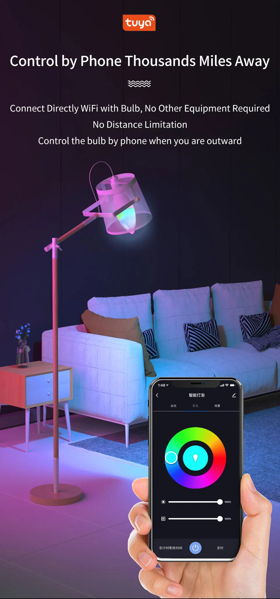 Wifi E14 Led Bulbs 220V Candle Light Tuya Smart Life Spotlight RGB Lamp with RF 2.4G Remote Group Voice Control Alexa Google
