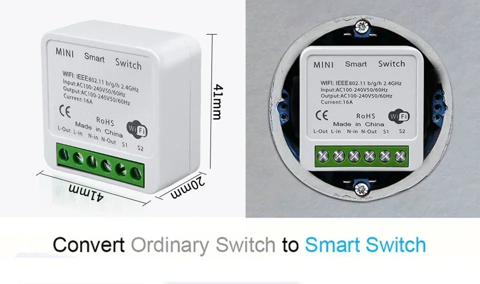 16A 20A Tuya WiFi Smart Switch RF 433Mhz Relay Breaker Module 2-Way Control Smart Life App Remote Works with Google Home Alexa