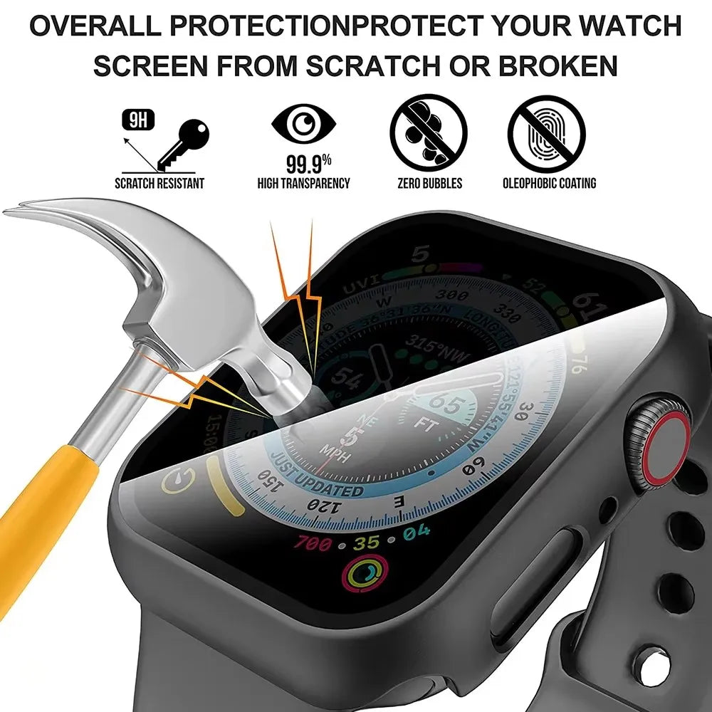 Privacy Glass+Case For Apple Watch 10 42mm 46mm Tempered Anti-Peeping Screen Protector Cover For iWatch series 10 Accessories