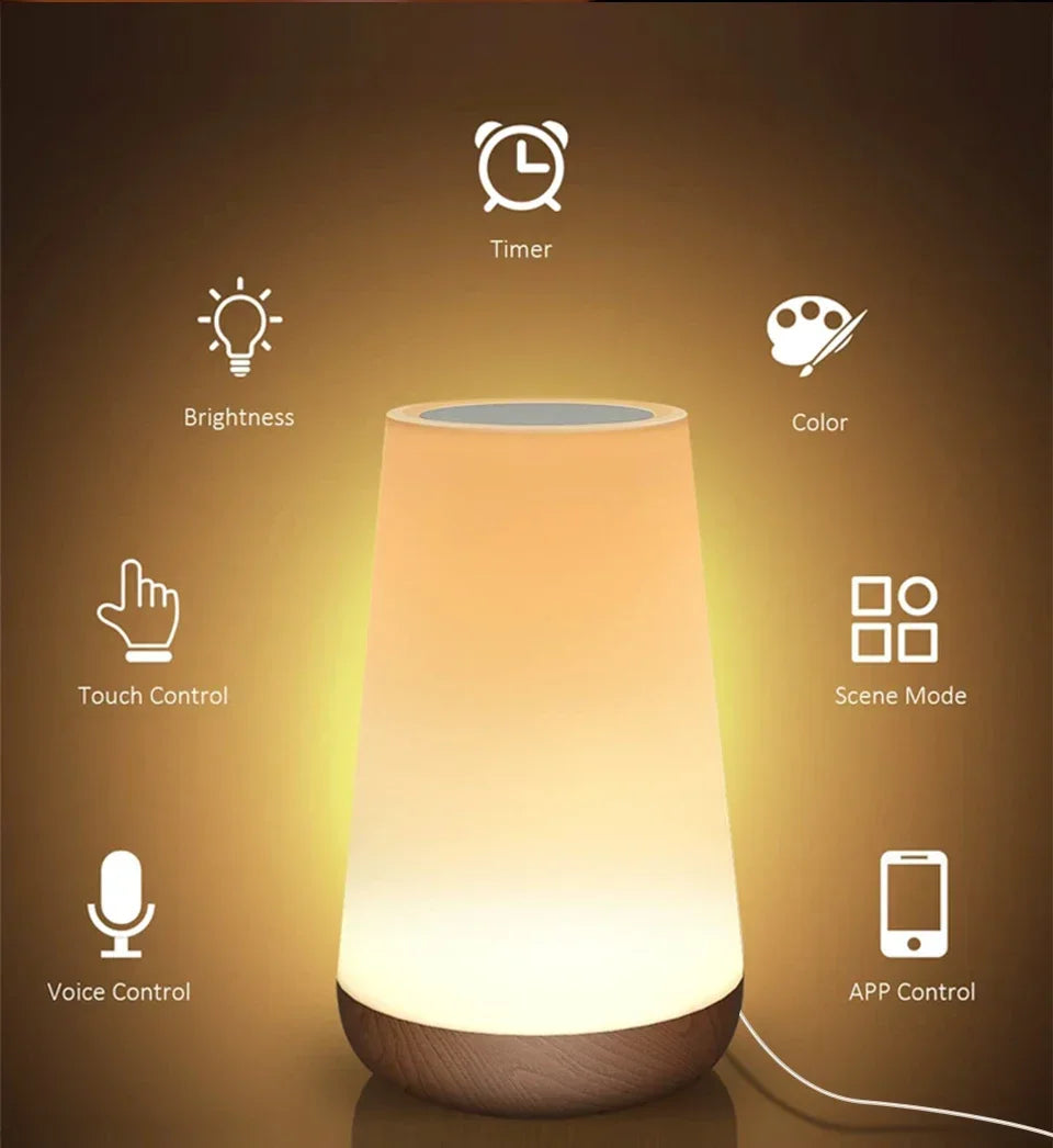 TUYA WiFi Night Light LED Smart Touch Bedside Lamp USB Charging Table Lamp Dimming Night Lamp Room Decor Lamp  Alexa Google Home