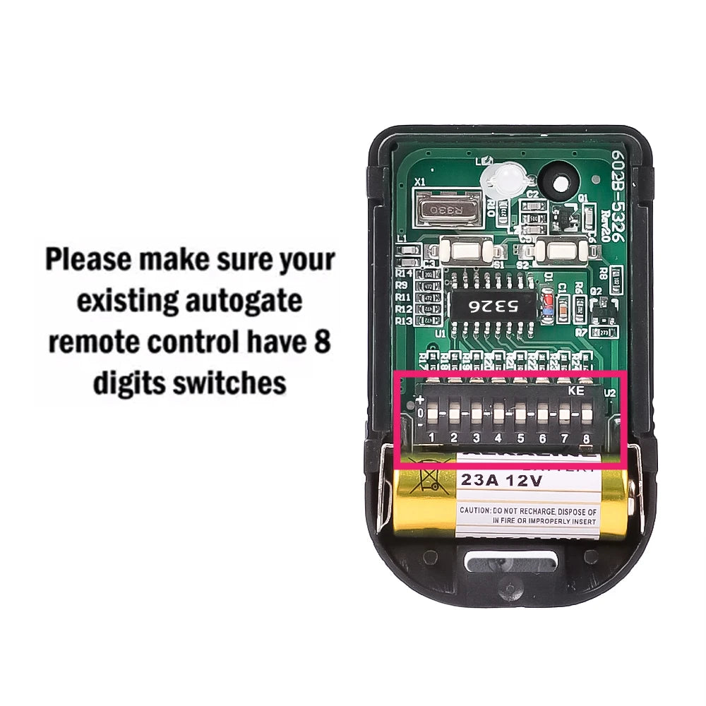 8 Dip Switch 433Mhz 330mhz Smart Copy Remote Control Fixed Code 2 CH Duplicator For Gate Garage Door Opener or Alarm System