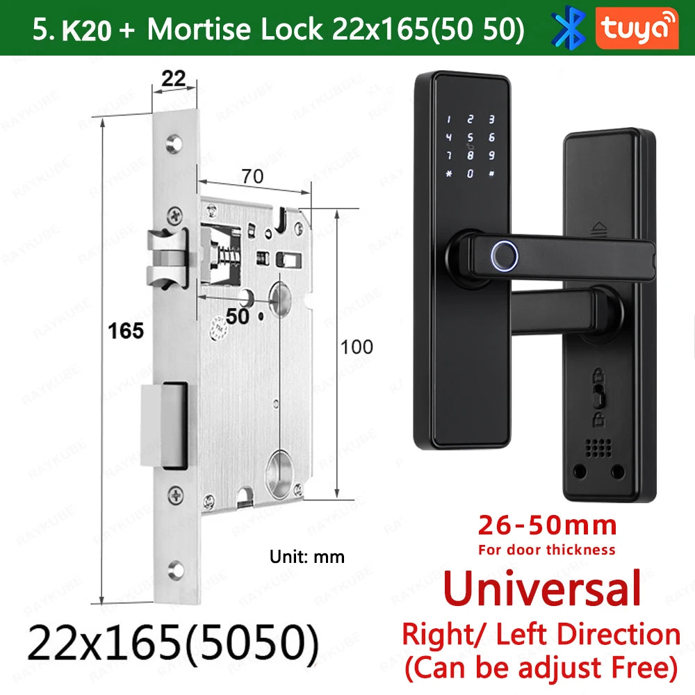 CDOK K20-Tuya Bluetooth door lock, multiple unlocking methods, suitable for office/apartment/B&B/bedroom doors