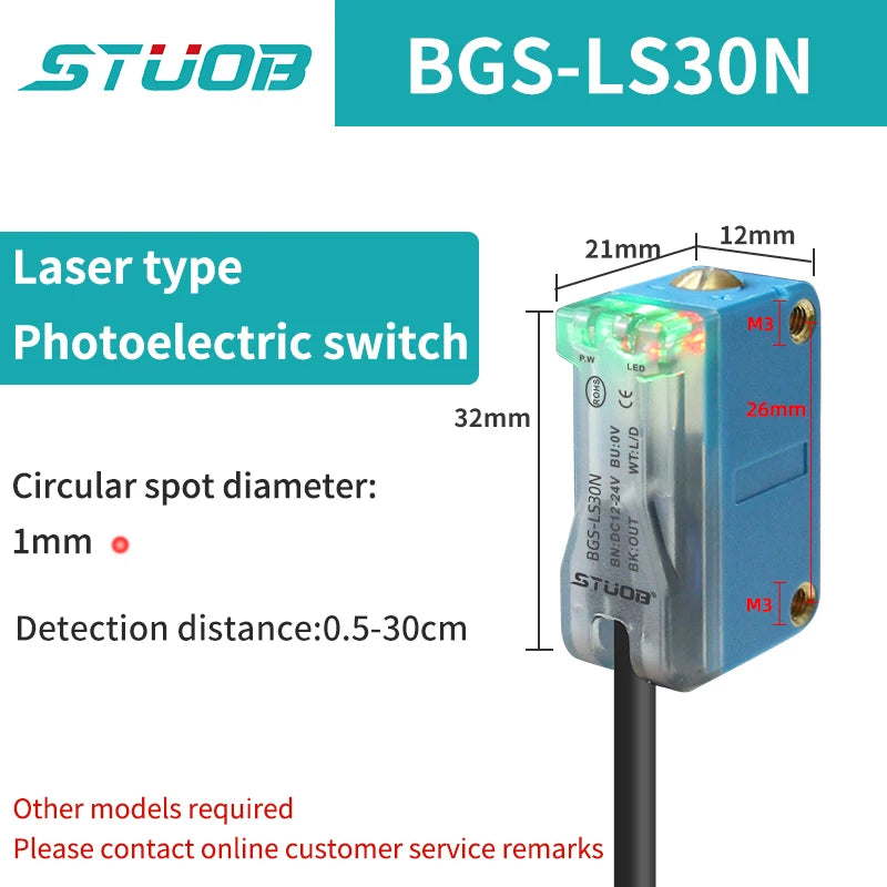 Background Suppression Infrared Photoelectric Sensor，Diffuse reflection, reflected light, lens reflection，30cm-2M，NO and NC，NPN