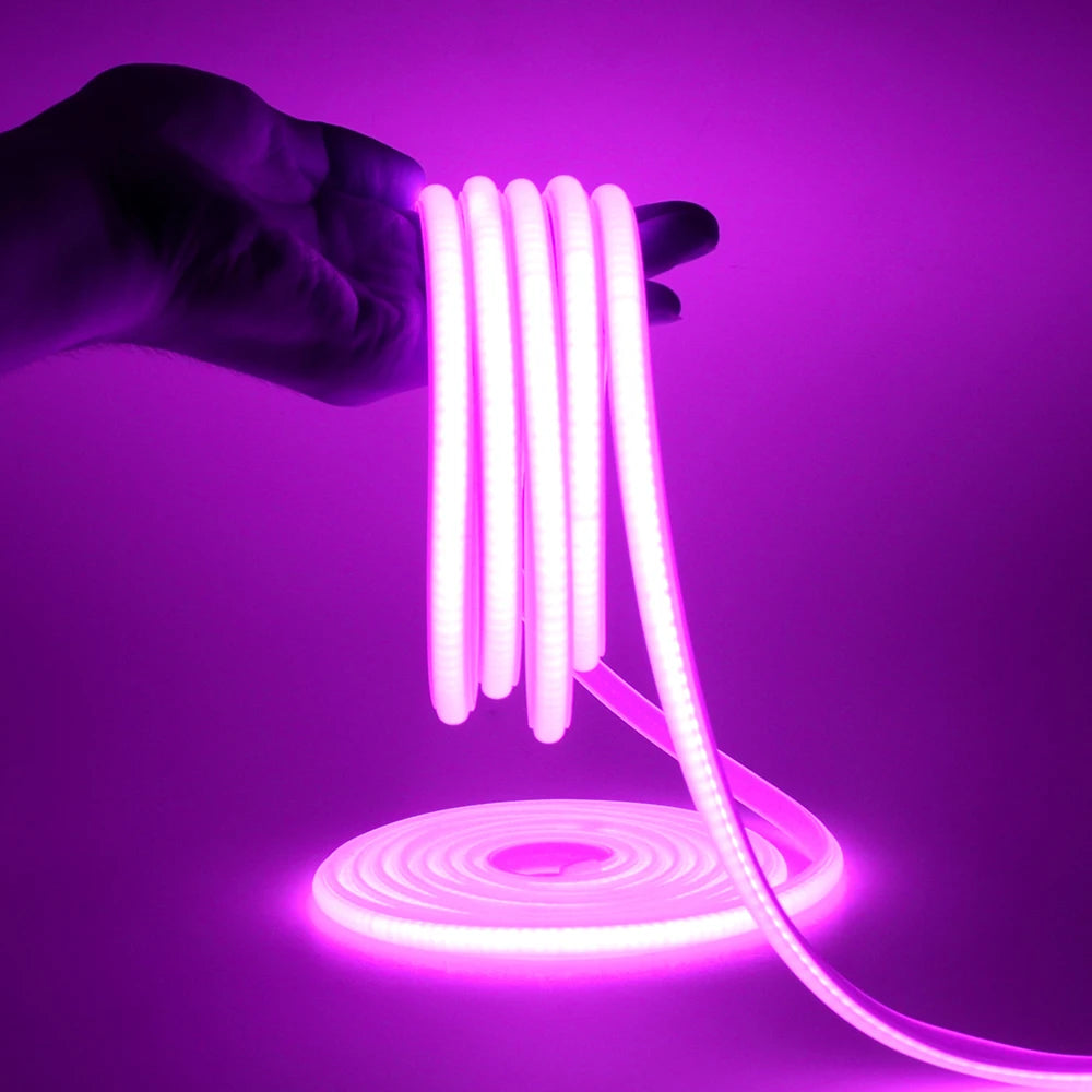 220V Switch COB LED Neon Strip Light 288LED AC EU Power Plug Kit White Pink Red 10 Color Waterproof Flex Tape Home Kitchen Decor