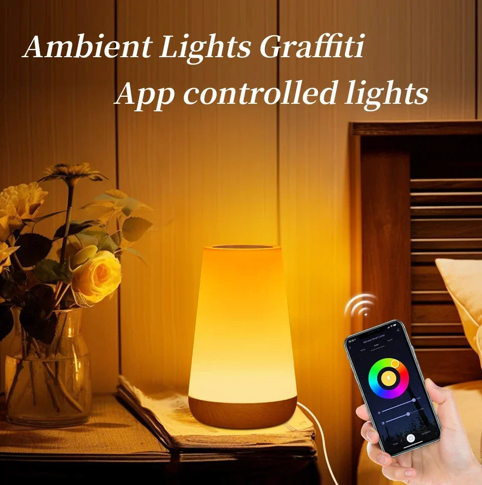 TUYA WiFi Night Light LED Smart Touch Bedside Lamp USB Charging Table Lamp Dimming Night Lamp Room Decor Lamp  Alexa Google Home