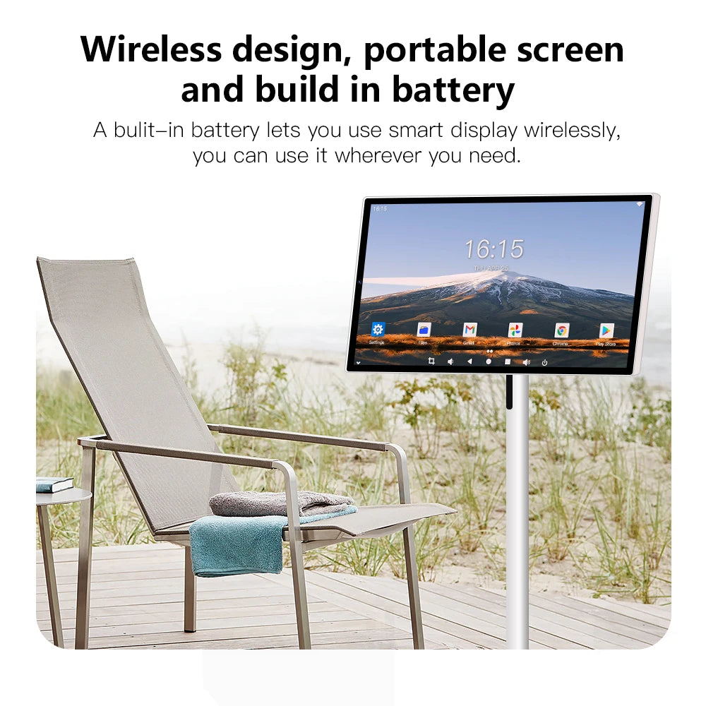 24 Inch Smart Home Fitness Entertainment Movable Charging Screen Built in Dual Speaker High-Definition Camera Smart TV
