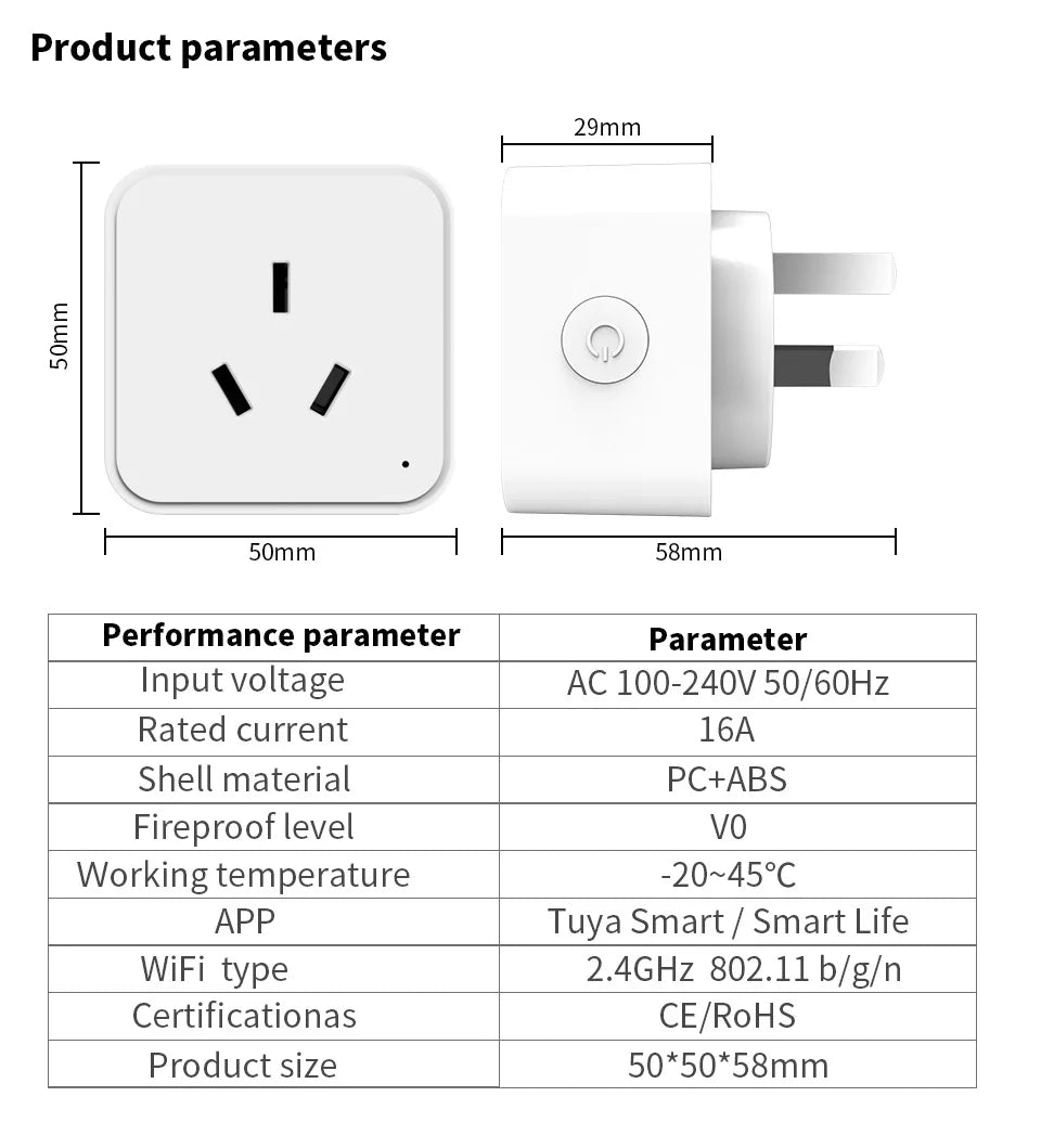 TUYA Australian and New Zealand standard smart socket voice control, wifi, mobile phone remote timing control