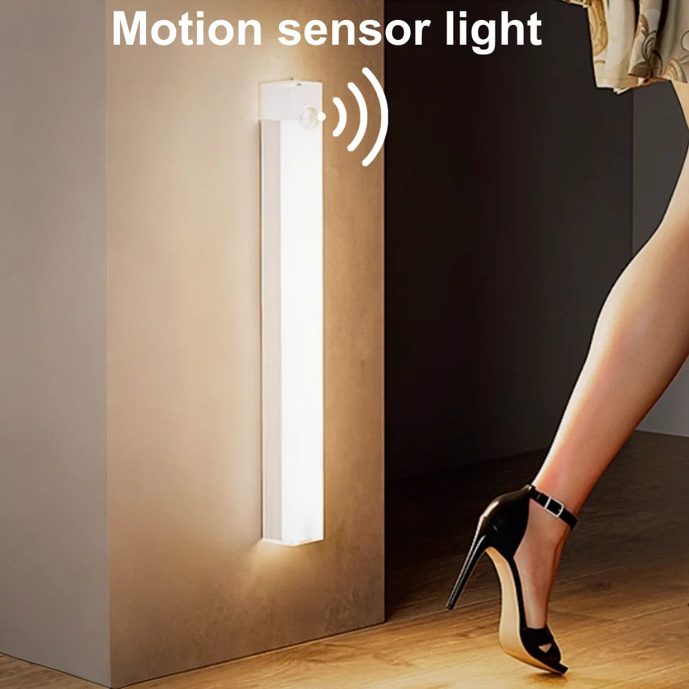 Motion Sensor  Bar  Light Type C Rechargeable Light  LED Magnetic attraction Night Light  for Kitchen Bedside Wardrobe bookcase
