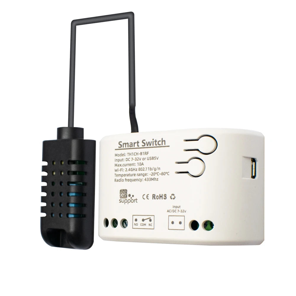 Smart Temperature Humidity Wifi Switch 10A 2000W Intelligent Monitoring Thermostat Compatible with Ewelink Alexa Google Home