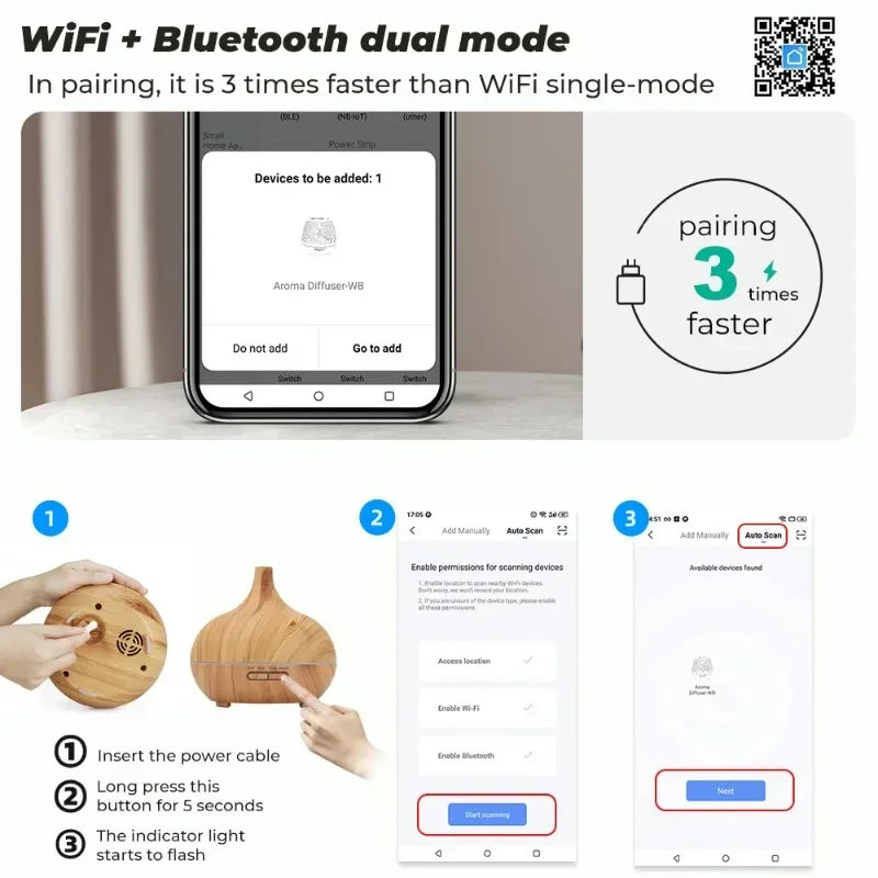 WiFi Smart 550ML Electric Aroma Diffuser Essential Oil Diffuser Air Humidifier Ultrasonic Remote Control Mist Maker Home