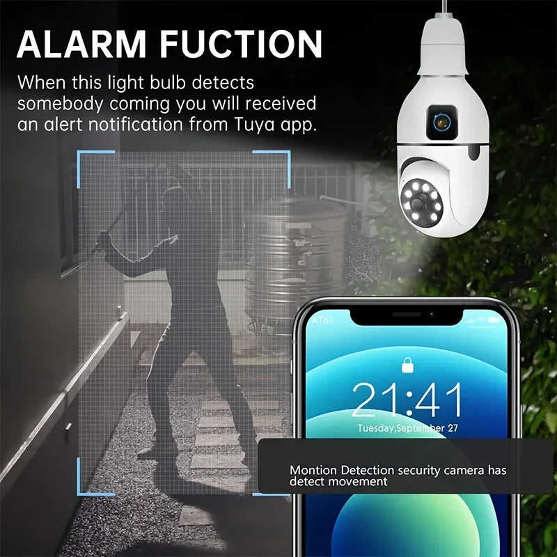 8MP E27 Bulb Surveillance Camera Wifi Camera Dual Lens Security Wireless Baby Monitor Two-way Automatic Human Tracking Monitor