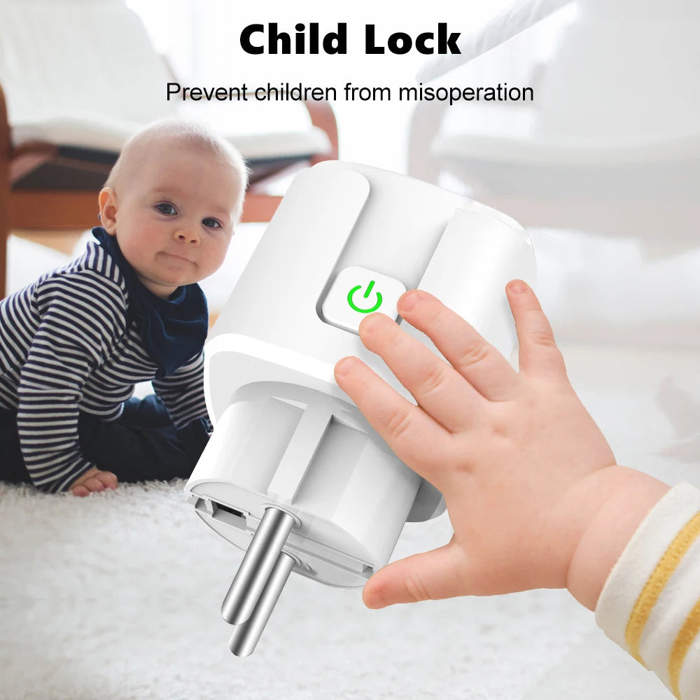 Home Assistant ZigBee Smart Plug 20A/16A EU Smart Socket with Power Monitor App Voice Control Works with Alexa Google Home Z2M