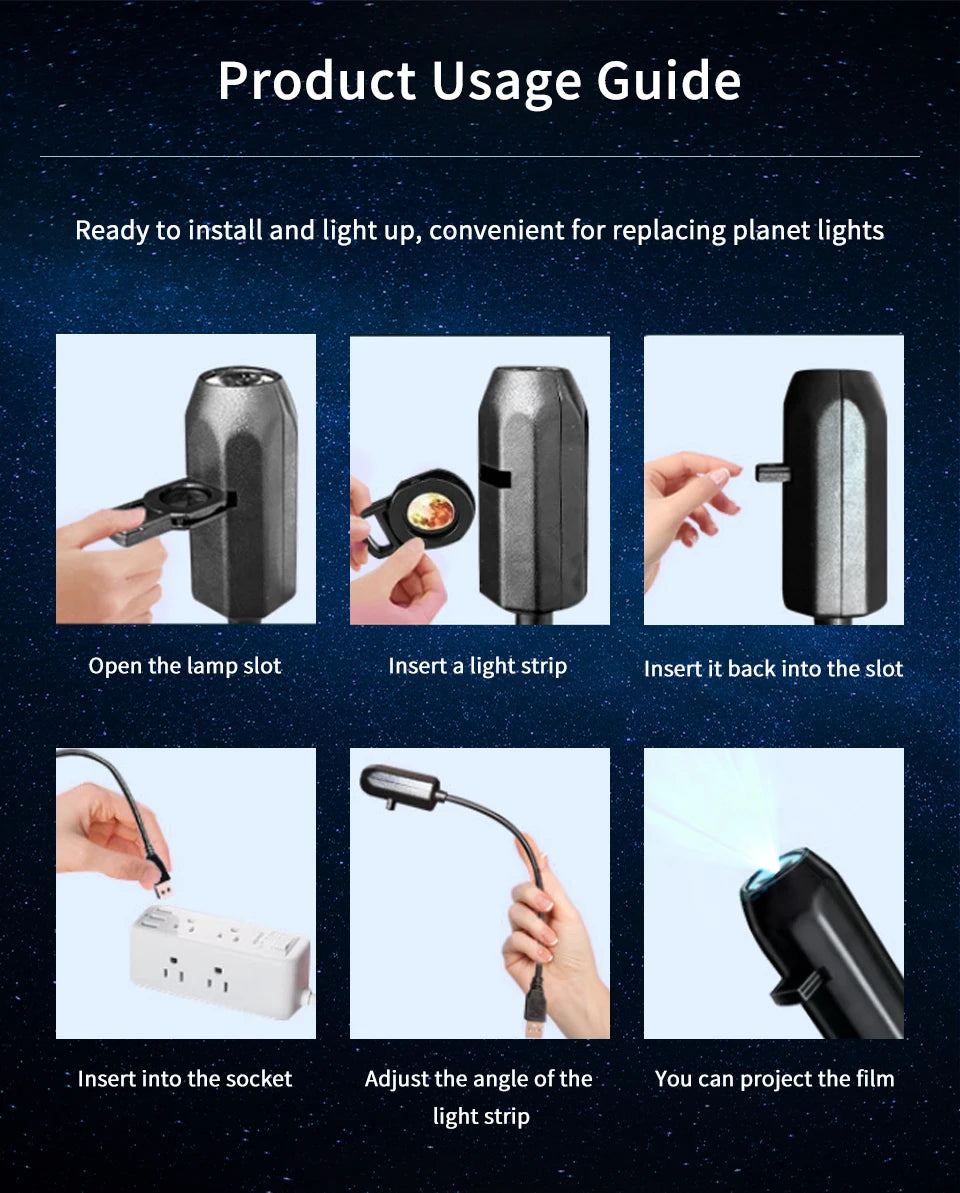 5V USB Direct Insertion Projection Light Planet/Halloween Theme Replacement Light Strip Indoor Ceiling Decorate Projection Light