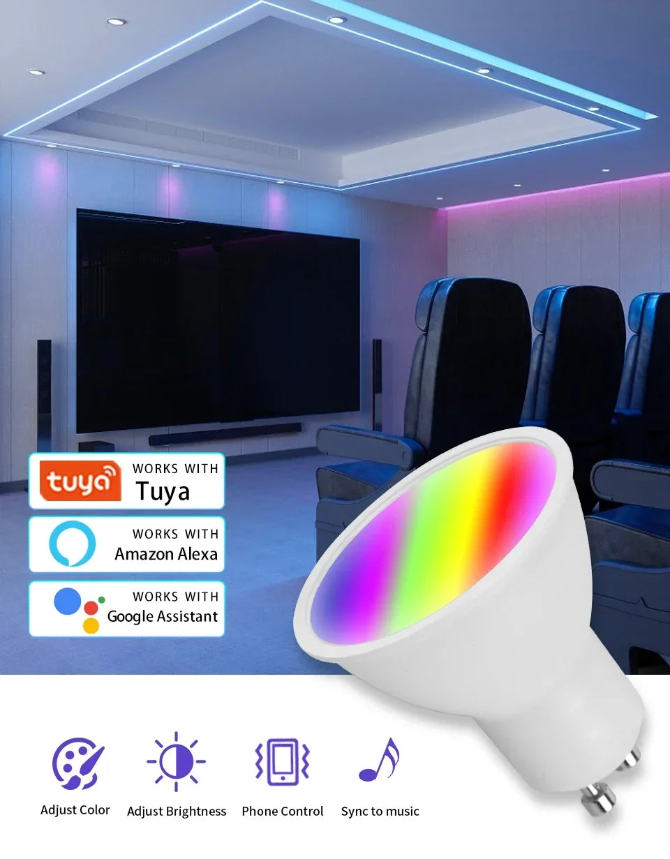 5W 7W 9W 220V 110V Tuya Smart WiFi GU10 LED Bulb Spotlight Alexa Lamp RGBCW Smart Life APP Control Works With Alexa Google Home
