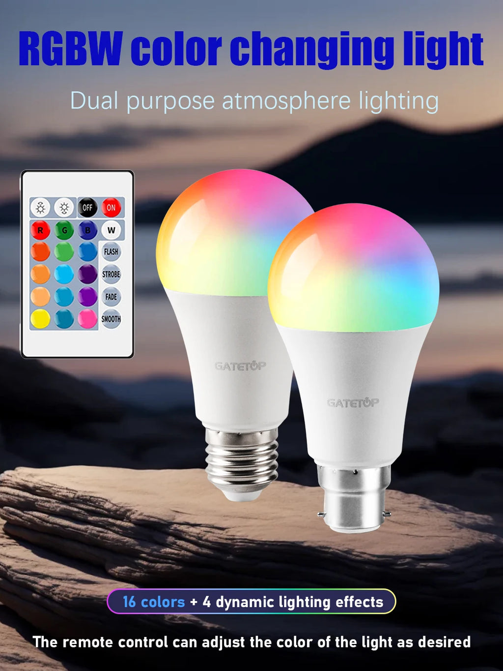 1-10pcs RGB Dimmable Bulb E27 B22 110V 220V Lamp Smart 24 Key Remote Control RGBW Light Dimming Bulbs for Livingroom