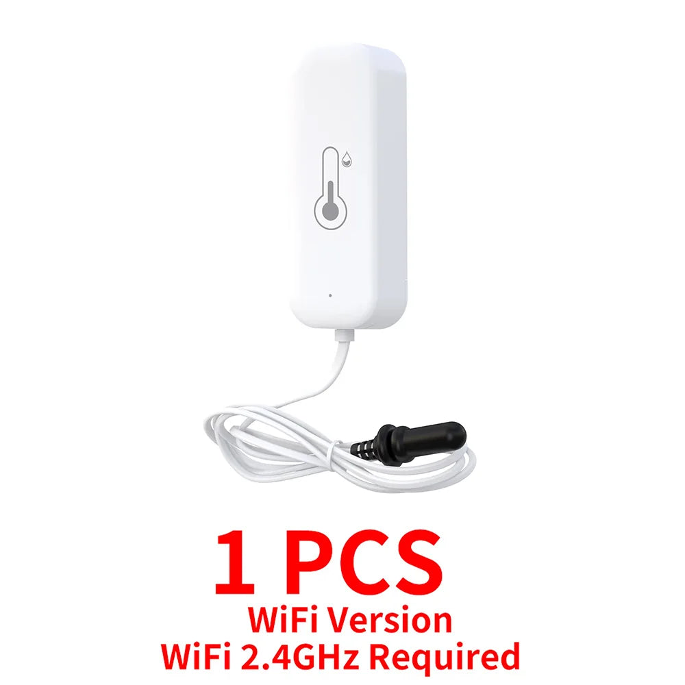 Tuya Zigbee WiFi Temperature Humidity Sensor with External Probe, Smart Home Compatible with Smart Life Google Home Alexa