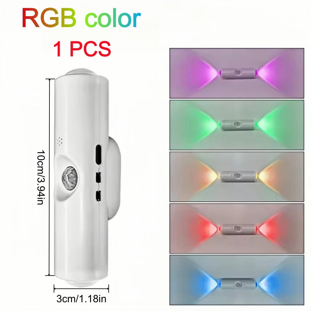 Rechargeable Motion Sensor Magnetic Wall Lamp Smart LED Double-head RGB Gradient Night Light for Bedroom Closet Home Decor