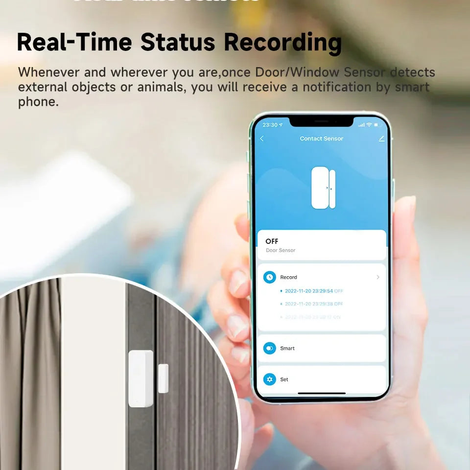 Tuya ZigBee Smart Door Window Sensor Door Open Closed Detectors Smart Home Security Protection Alarm System for Alexa Google