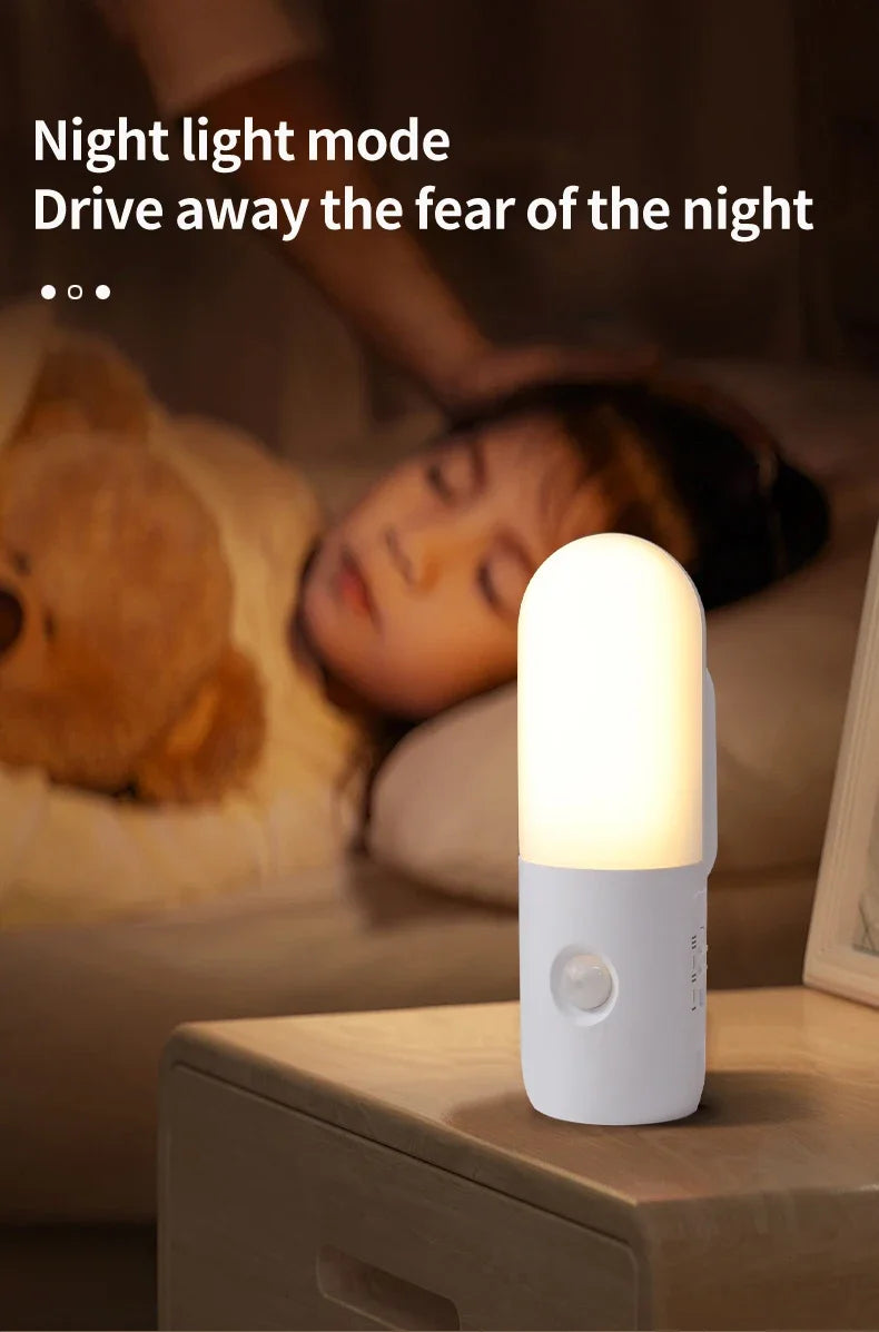 3 Colors Dimmable Spotlights 2 in 1 LED Night Light with Motion Sensor Rechargeable Magnetic Wall Lamp for Bedroom Hallway Stair