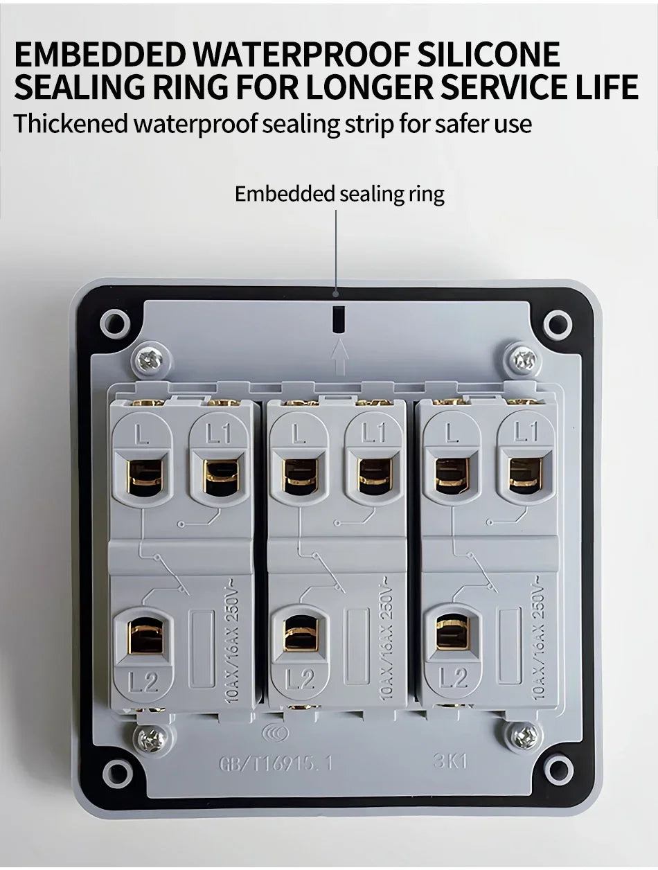 IP66 Rated Outdoor Wall Switch - 16A Weatherproof Push Button, 1/2/3 Gang for Home, Garden & Exterior Electrical Applications