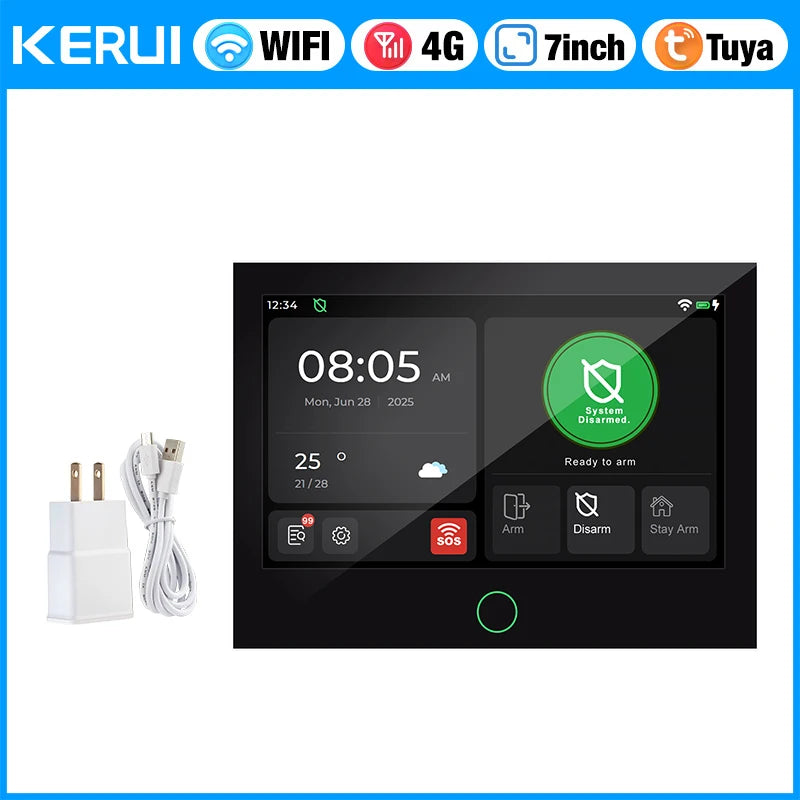 KERUI 4G/WiFi GSM Home Alarm with 7-inch IPS Large Touch Screen Panel Works with Tuya Wireless Security Alarm System Burglar