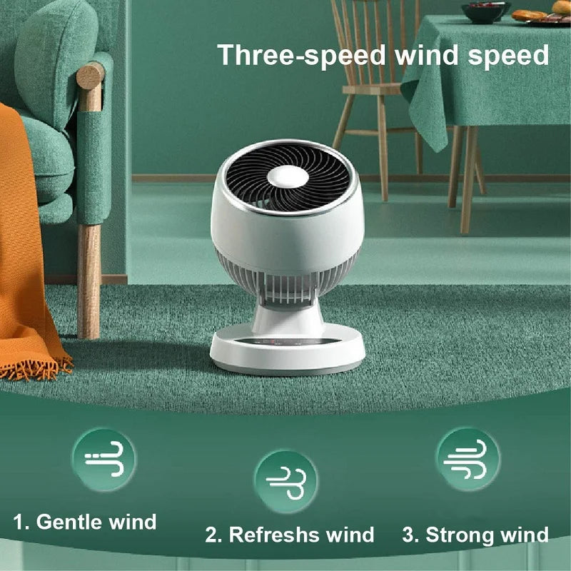 USB Smart Air Circulation Fan Electric Fan Floor Fan Silent Desktop Turbine Dormitory 3 Gear Cooling Timed Electric Fan Summer