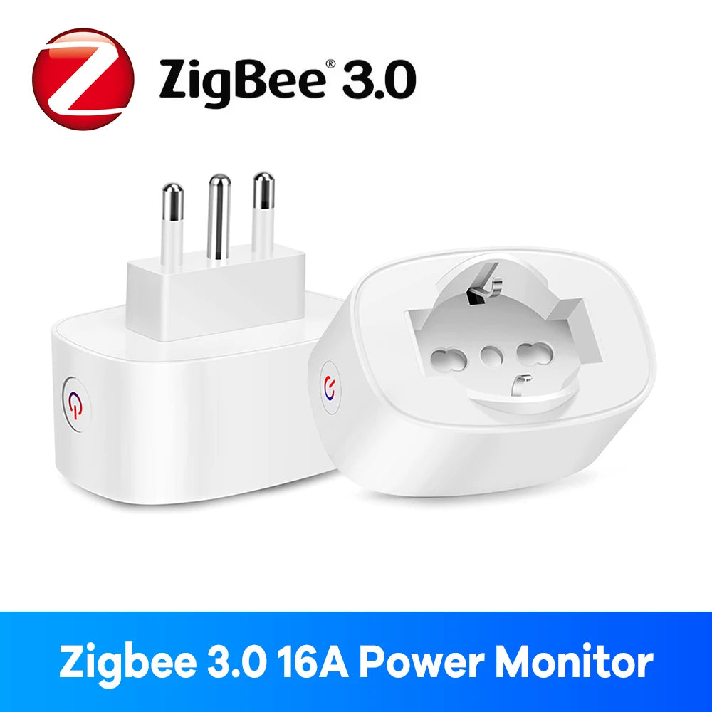 Italian Chilean Plug EU Compatible Zigbee Smart Socket BSD60 16A20A Power Monitor App Remote Control for Alexa Google Assistant