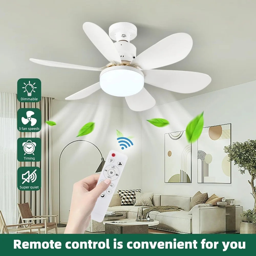 40W E27 LED Ceiling Fan Light Dimmable Color Temperature Modern Ceiling Mount Remote Control Smart Fan Lamp Home Bedroom Decor