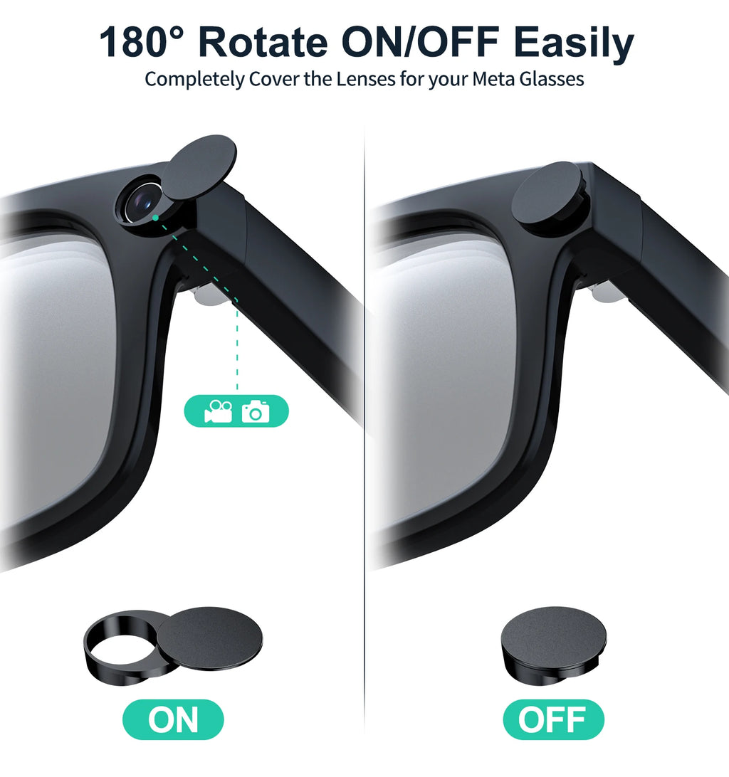 Rotating LED Light Cover Camera Lens Blocker for Smart AI Glasses,Privacy Slide Cap Cover, Safe Sunglasses Protector Accessory