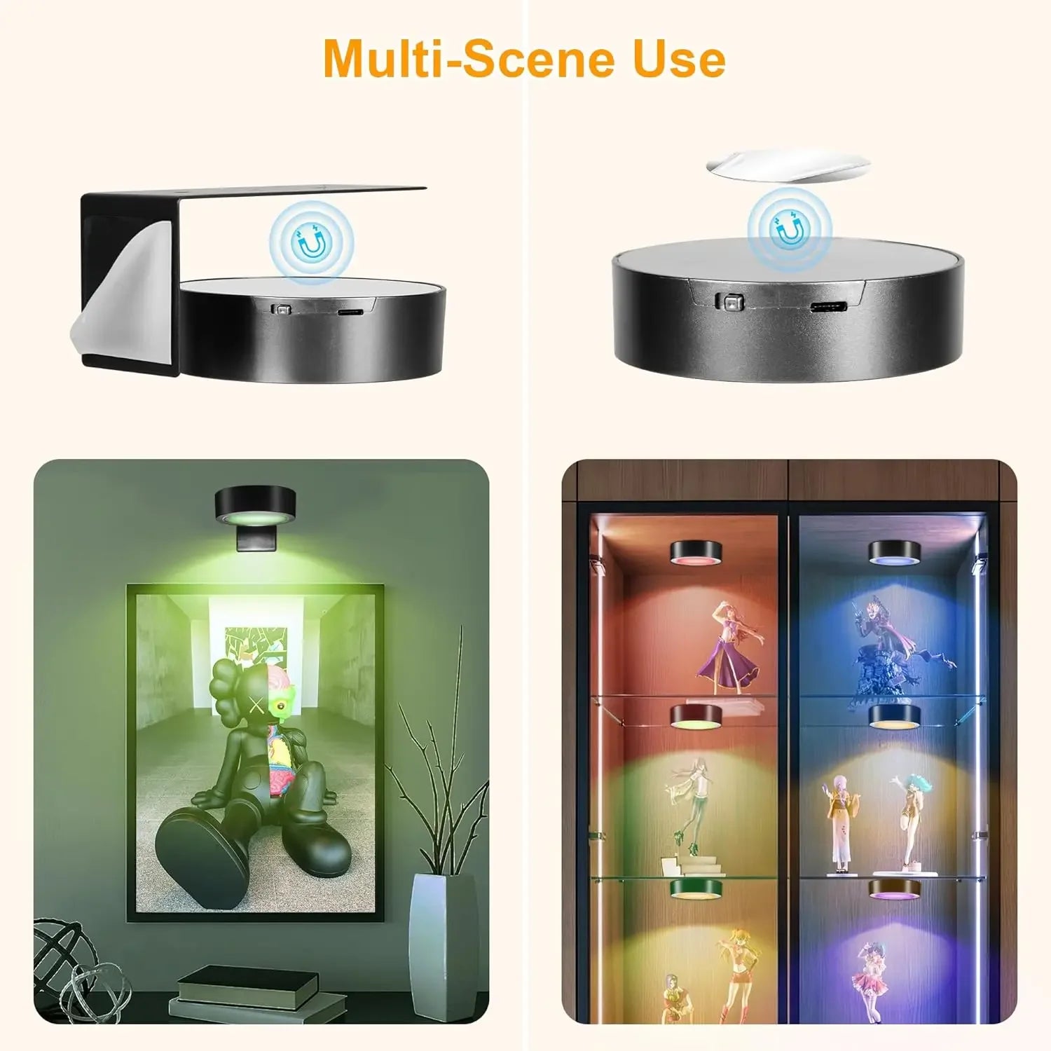 1/2PCS LED Wall Picture Light for Art Display Decor，Remote Control Painting Light with 13 Color Adjustable,AAA Battery Powered