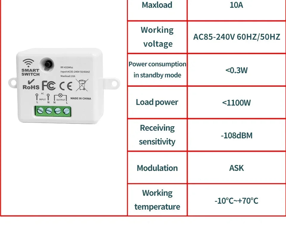 Wireless Wall Light Switch 433Mhz 1/2/3 Wall Light Panel Switch LED Interrupter Switch for Lighting 110V 220V Wireless Control