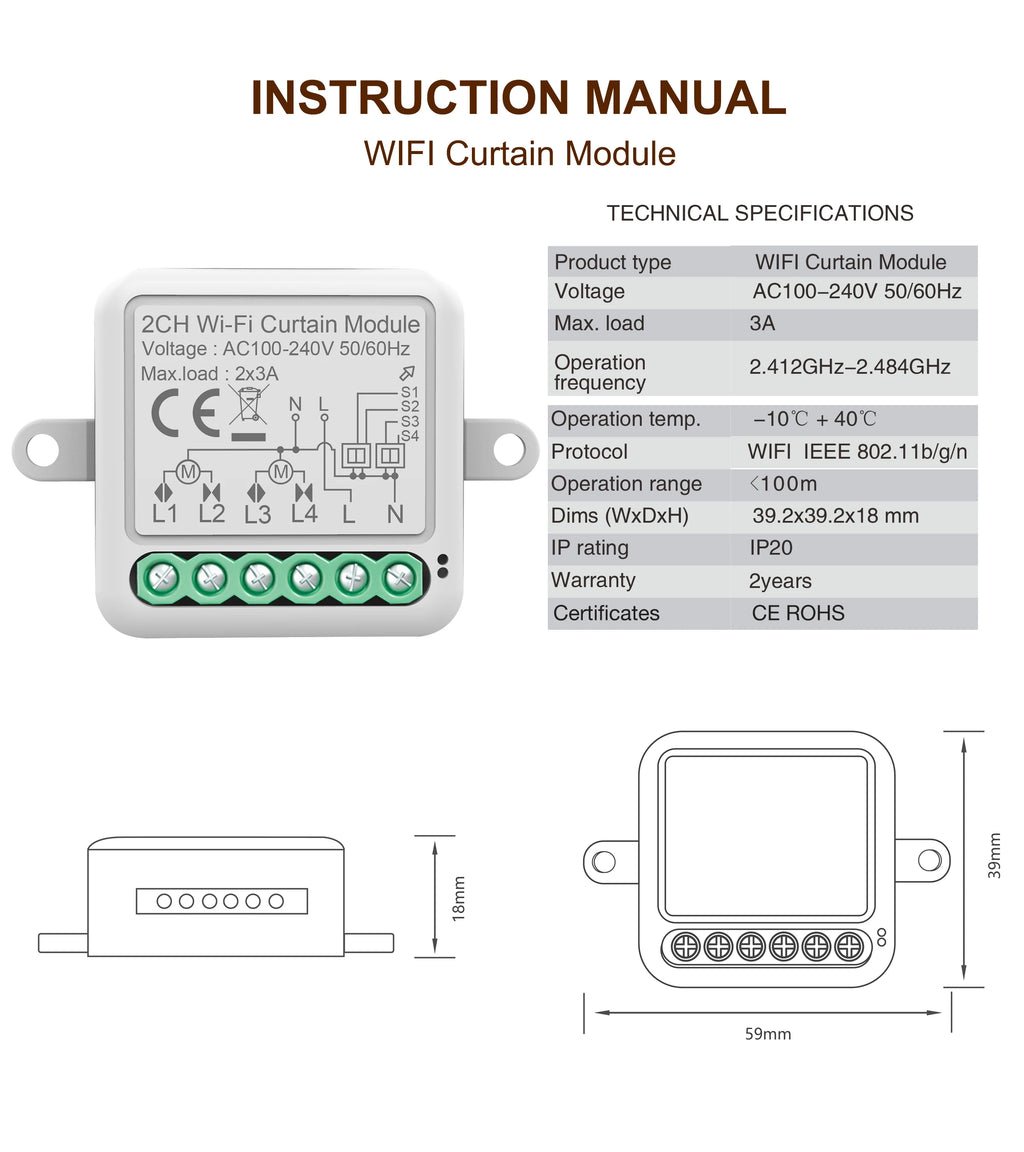 Matter Tuya WiFi Zigbee Mini Curtain Switch Interrupter Roller Shutters Smart Blind Breaker Module Work with  Alexa Google Home
