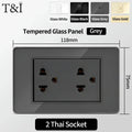 US MexicoSeries Tempered Glass Panel Plate Power Wall Socket USB Type-C Outlet Light Switch 2Way Control Home Office 110V