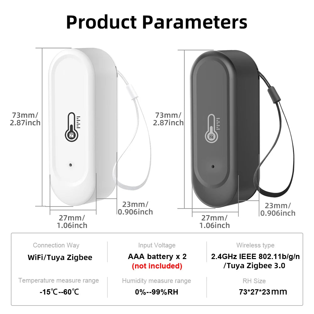 Tuya WiFi/Zigbee Smart Temperature Humidity Sensor Outdoor IP65 Waterproof APP Remote Monitoring Works With Alexa Google Home