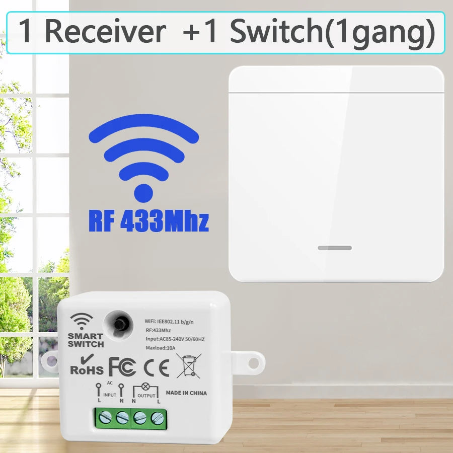 Wireless Light Switch 433MHz Remote Control 1/2/3Gang Interruptor Wall Smart Lighting Switch 10A 110V 220V For Lamp LED