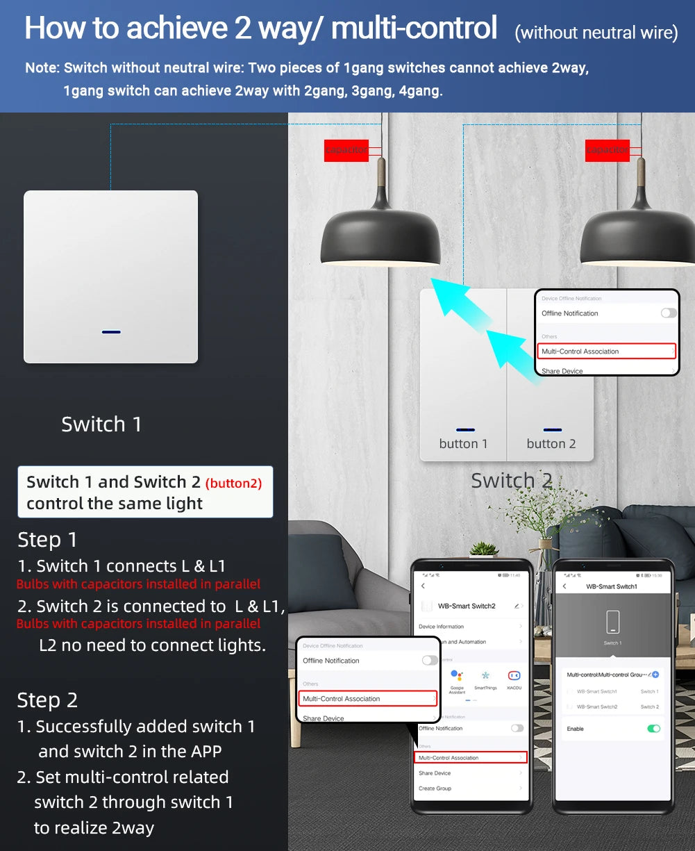Tuya Zigbee Push Button Smart Switch EU UK Light Switches No Neutral Required Alexa Google Home Automation  Zigbee2MQTT 2/3 Way