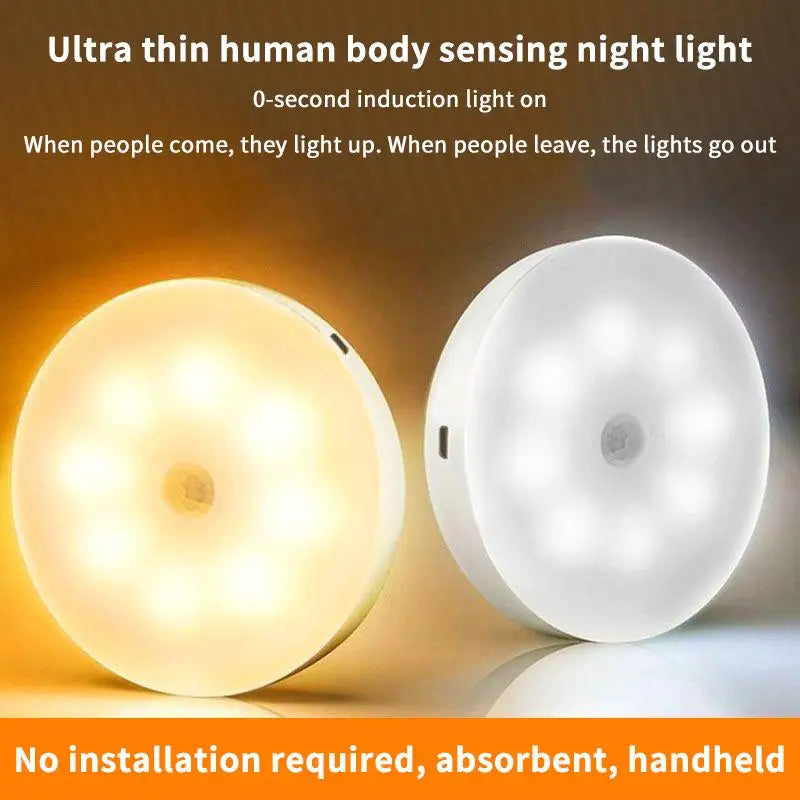 1Set Motion Sensor LED Night Light USB Rechargeable Night Lamp For Kitchen Cabinet Wardrobe Lamp Staircase Wireless Closet Light
