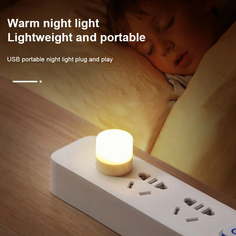1Pcs/3Pcs Mini USB Night Light Eye Protection Book Reading Light USB Plug Power Charging LED Night Lamp Colorful Light for Party