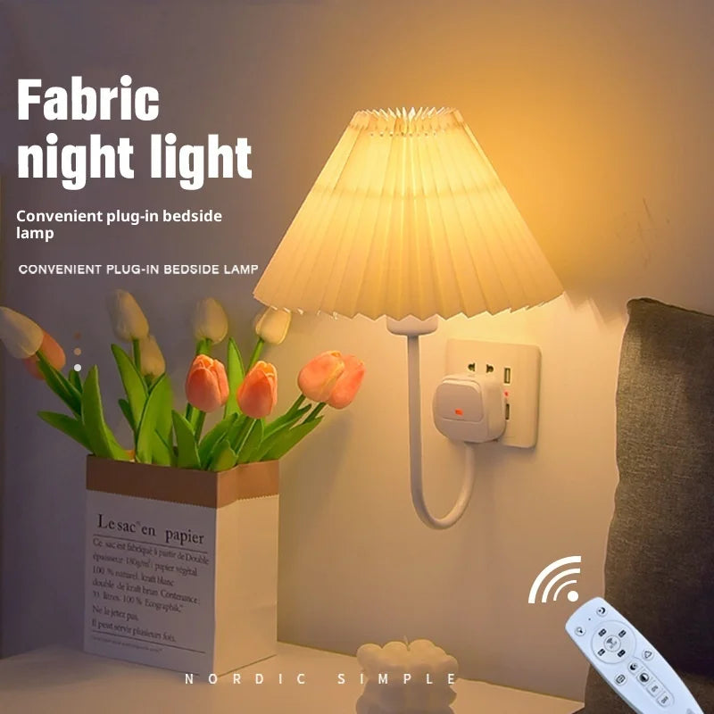 Remote Control Led Night Light Plug-in Eye Protection Sleep Soft Light Confinement Baby Feeding Wall Lamp Bedroom Bedside Lamp