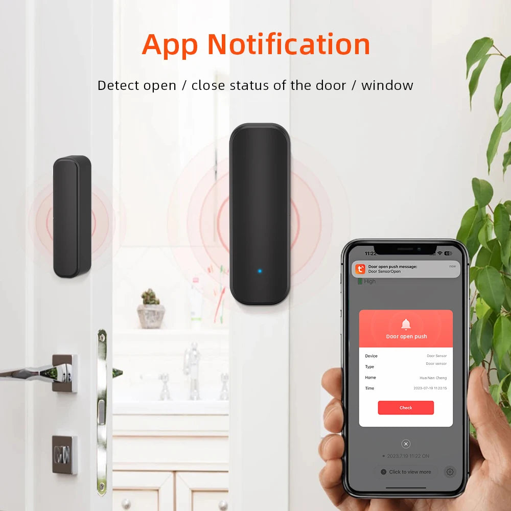 WiFi or Zigbee Door Sensor Tuya Smart Home Security Door Open Alert Sensor Window SensorAlarm System Voice Control