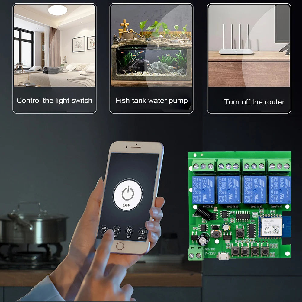 Tuya Smart Wifi Switch Module 12V 32V 220V RF 433 Radio Remote Control 1/2/4 Channels Relay for Alexa Google Home Smart Life
