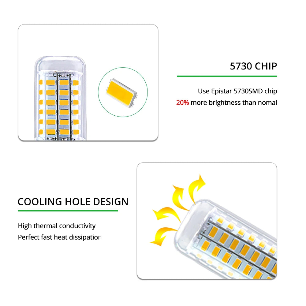 AC 220V E14 E27 LED Lamp SMD 5730 Corn Bulb 24 36 56 72LEDs Lamparas for Home Decoration Ampoule LED Light White Warm White