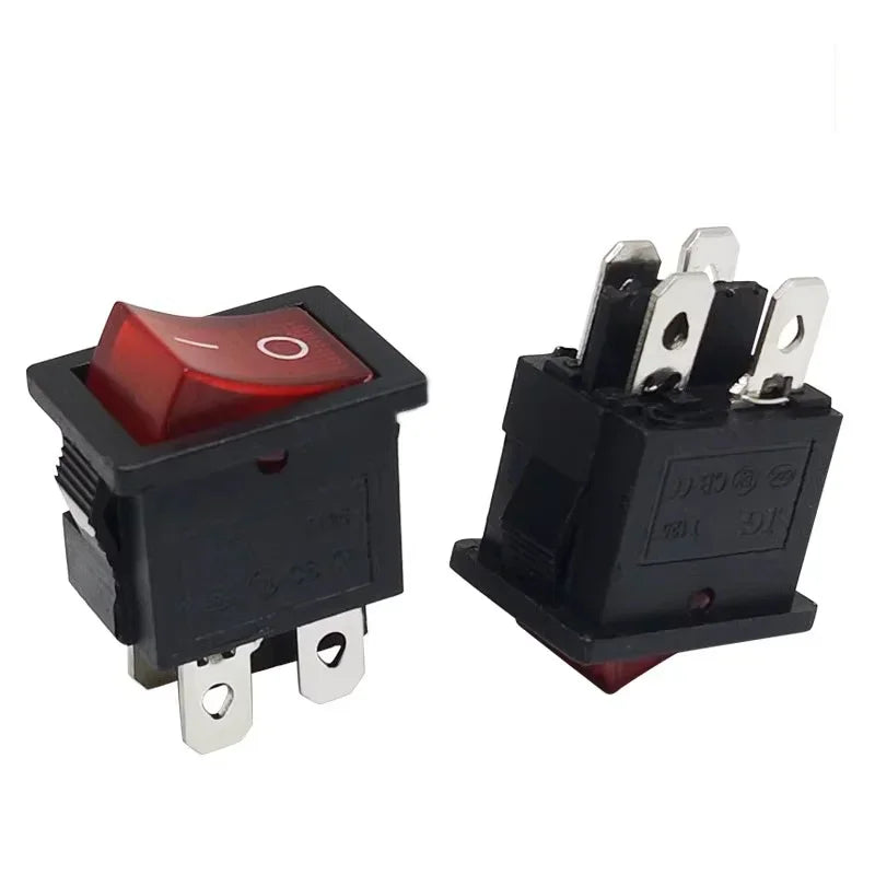 5/20Pcs Rocker Switch AC Power Socket Switch Plug Connector AC Socket with 10A Fuse Red LED Lamp